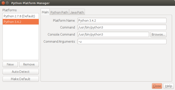 添加好Python3平臺之後的Python平臺管理器
